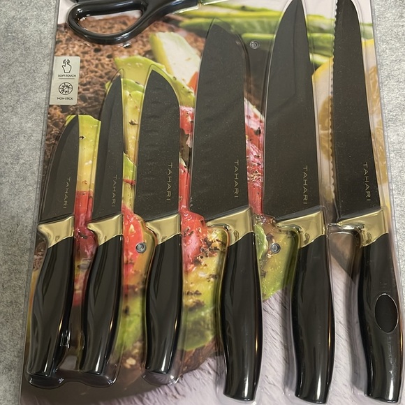 TAHARI Home 18K Signature Series 7 pc Non Stick Essential Cutlery Set - Picture 3 of 8